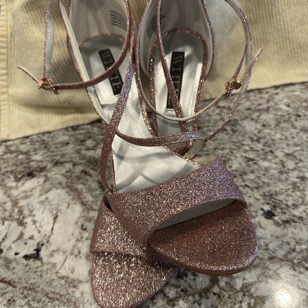White by Vera Wang Pink Glitter Heels